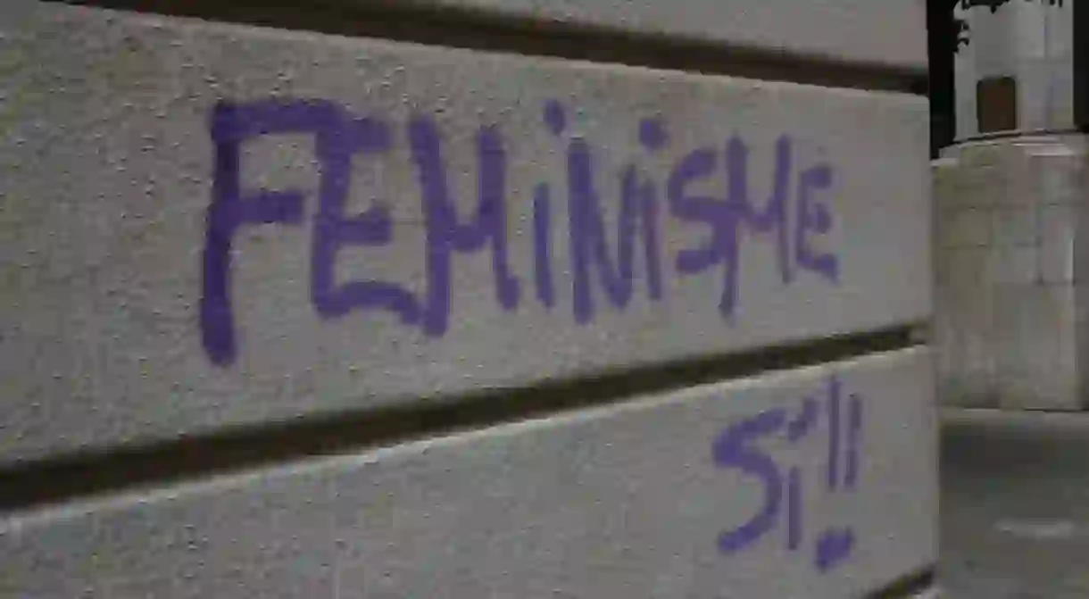 The Sister Serpents practiced feminist guerrilla street art, like this graffiti