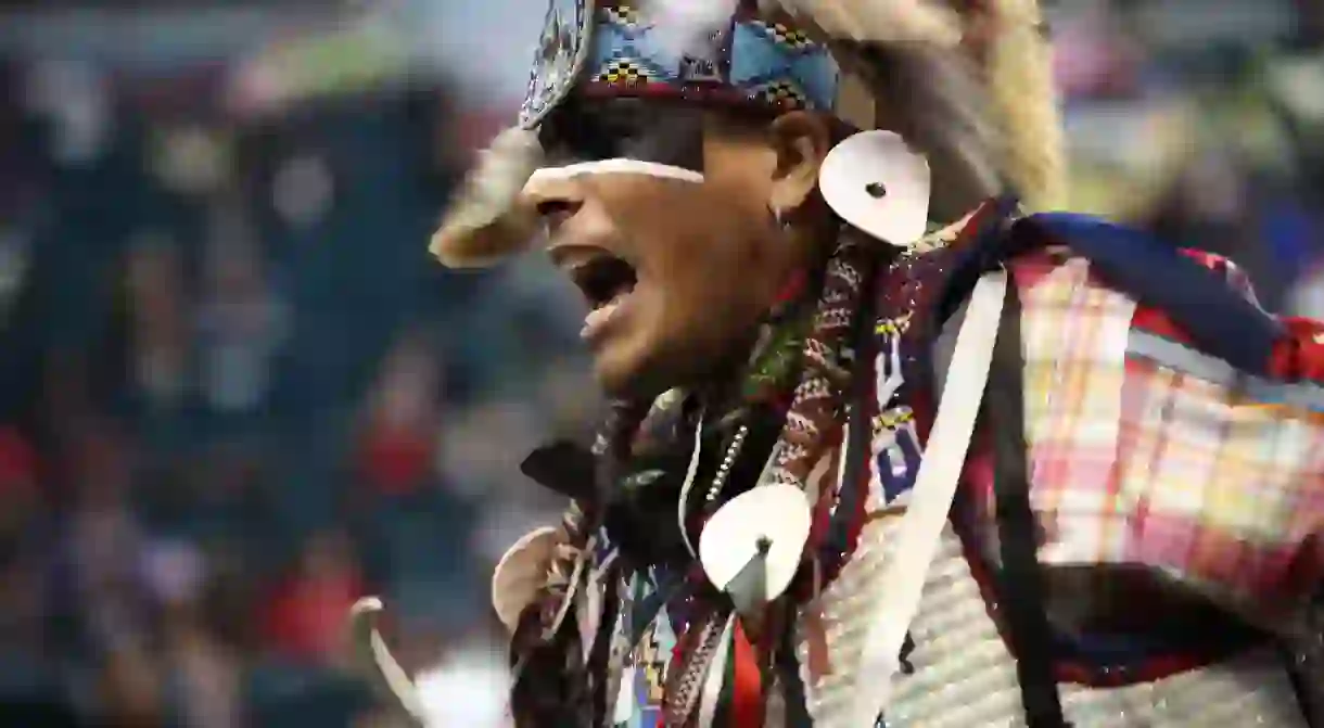 A performance at the Manito Ahbee Festival, where the Indigenous Music Awards are held