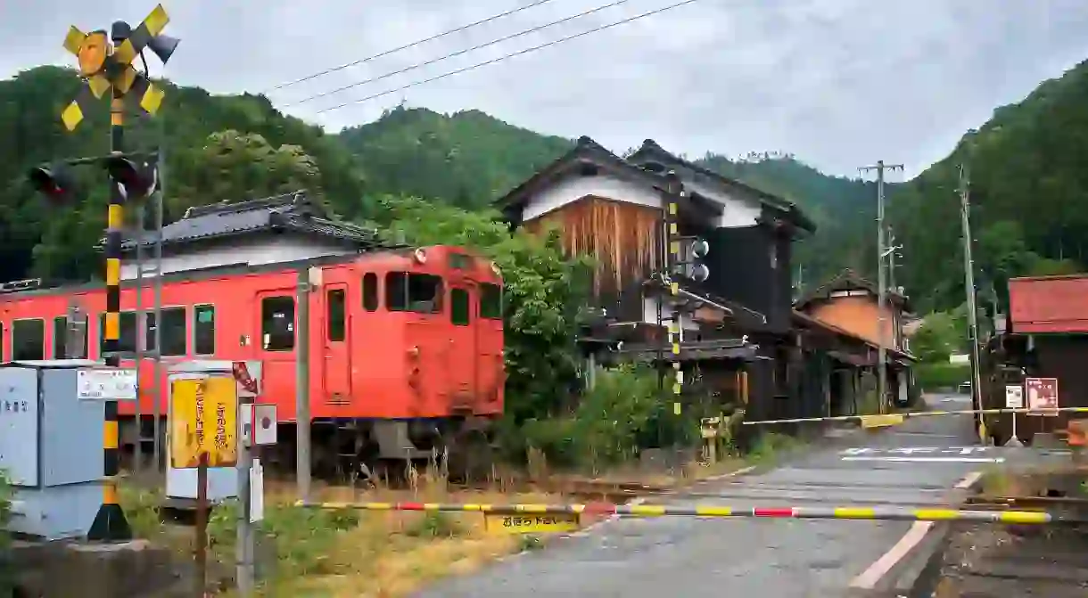 Railway crossing in Tsuwano, Japan