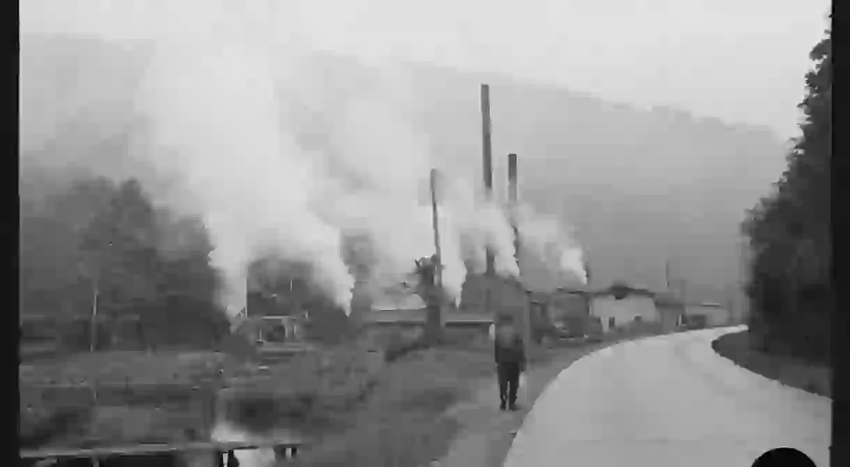 A man walking in West Virginia in 1938