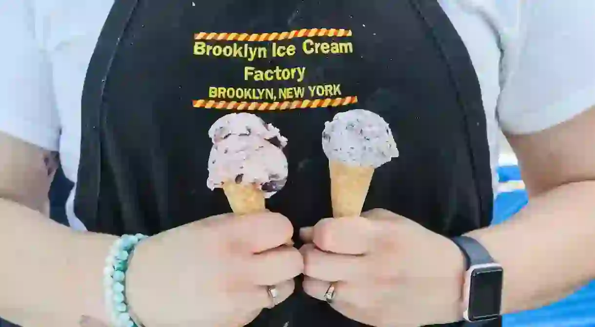 Two cones from the Brooklyn Ice Cream Factory