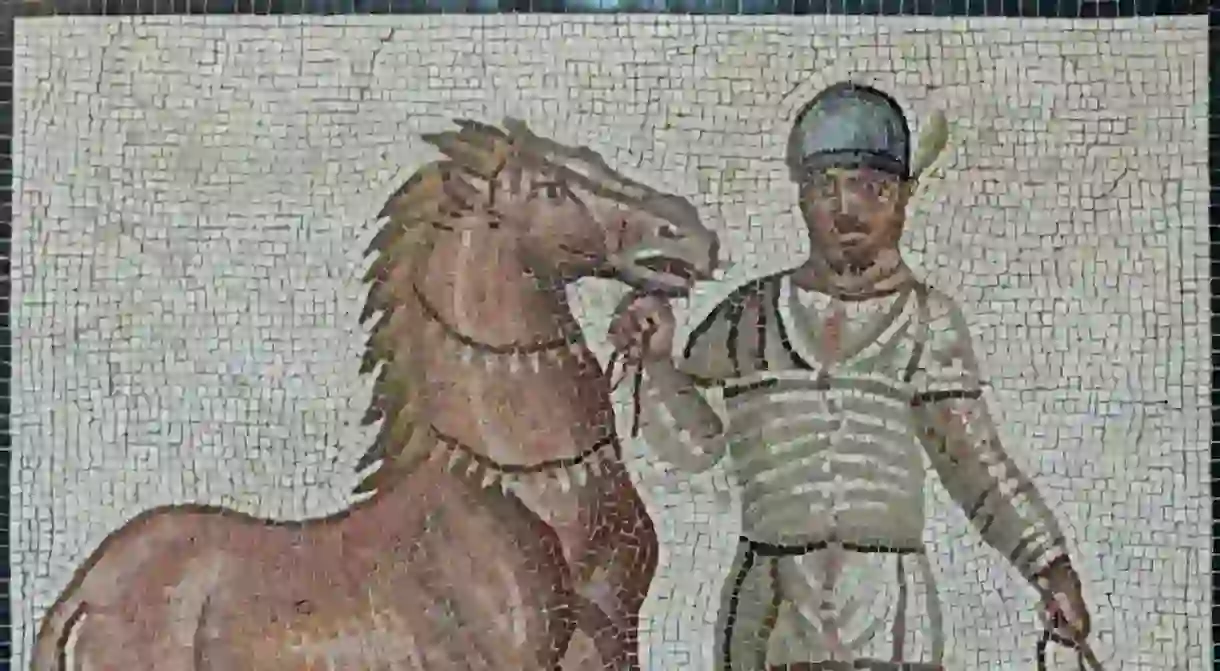 A mosaic from the 3rd century AD depicting a charioteer