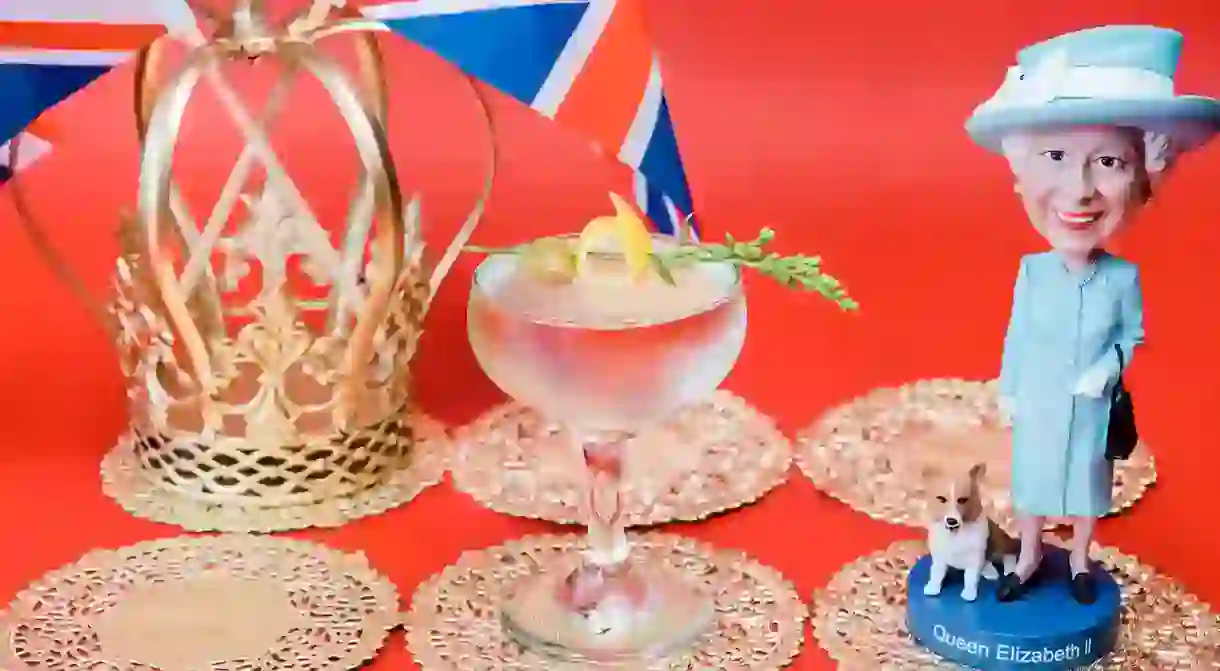 The God Save the Queen Martini comes with a souvenir crown