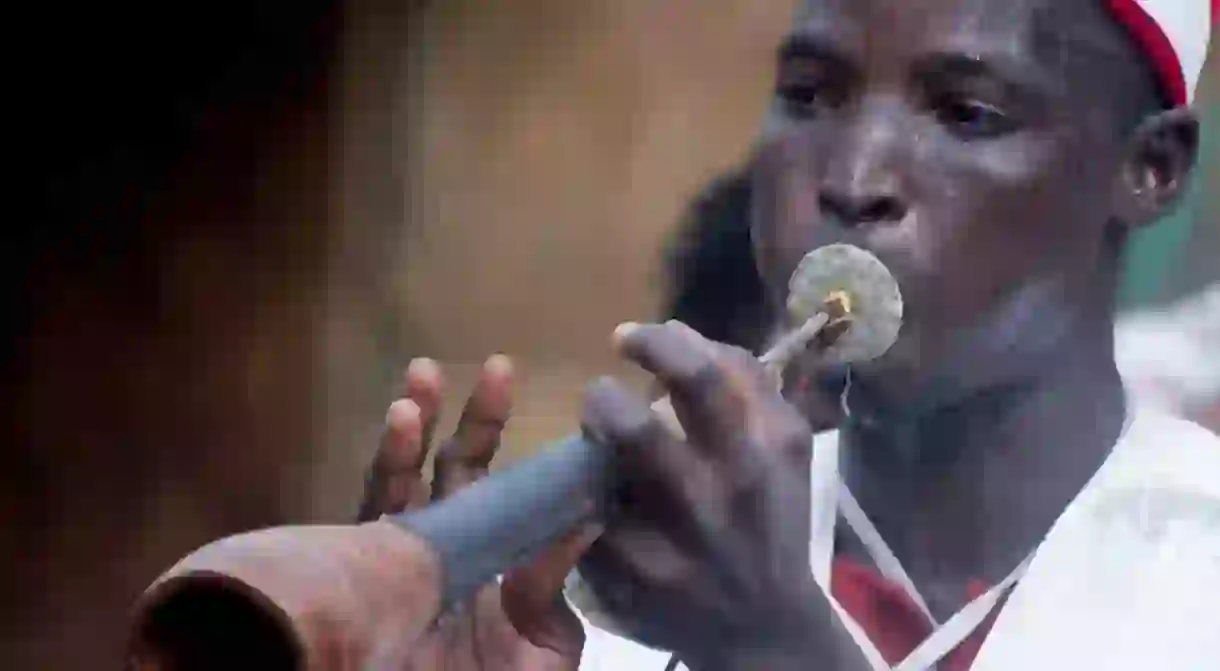 A griot performing in Cameroon