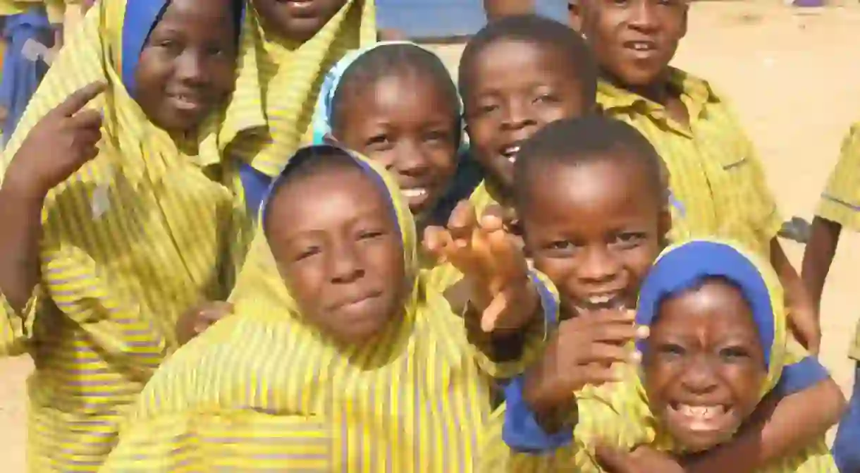 A group of happy muslim kids