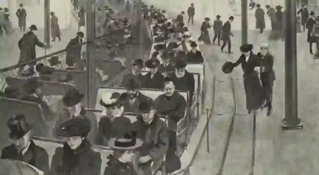 An illustration of proposed underground moving sidewalks in New York