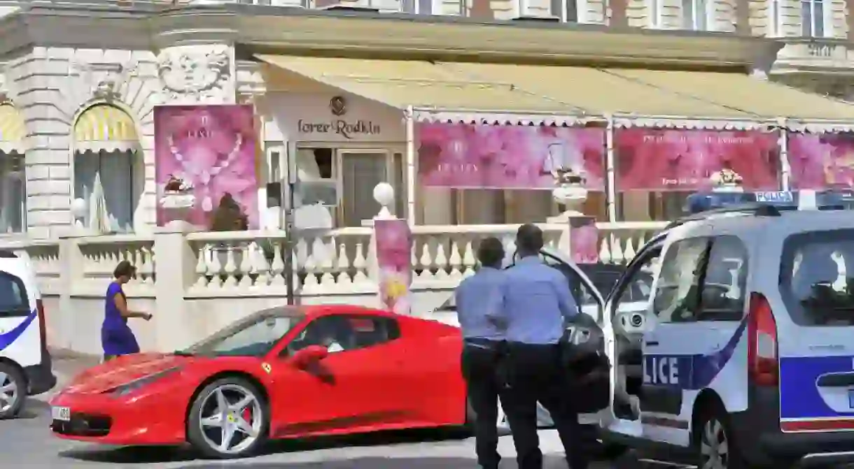 Police examining the crime scene at the Carlton Hotel, Cannes in 2013