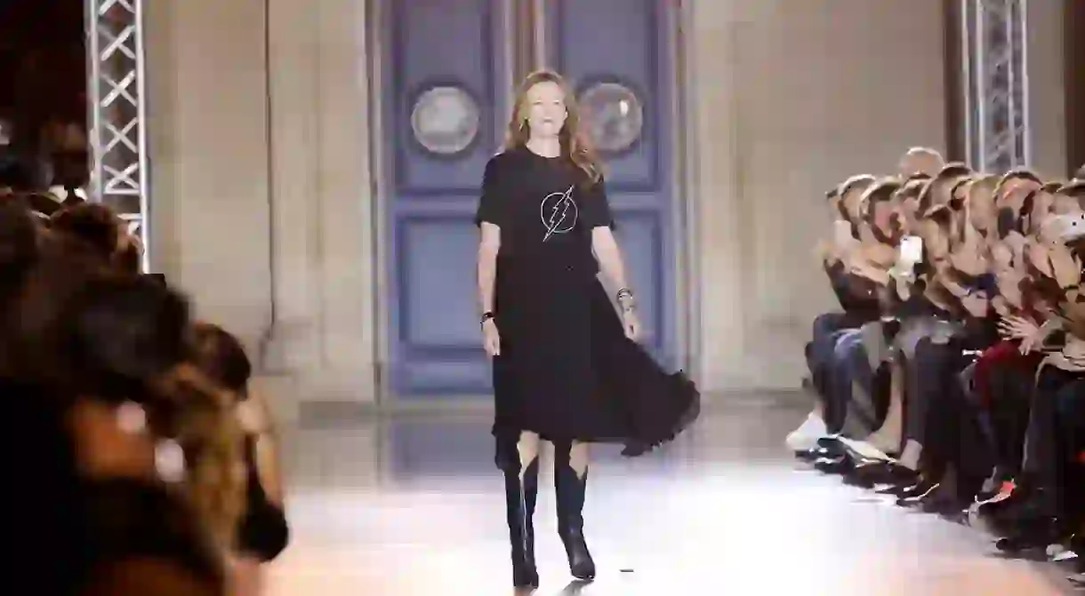 Clare Waight Keller on the catwalk at Paris Fashion Week SS18