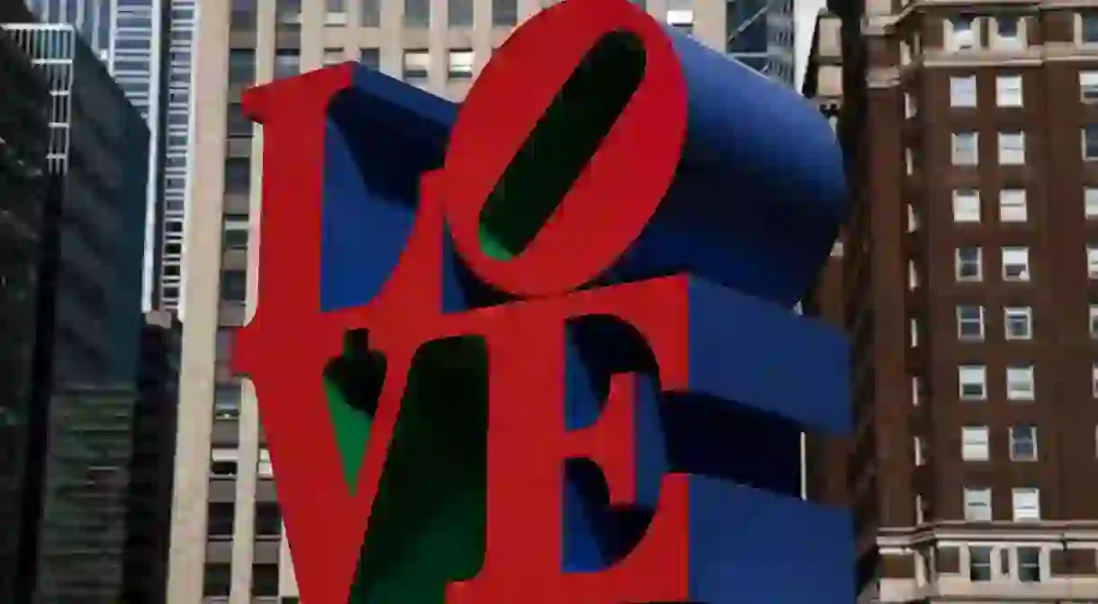 Robert Indiana sculpture LOVE in John F. Kennedy Plaza, Philadelphia