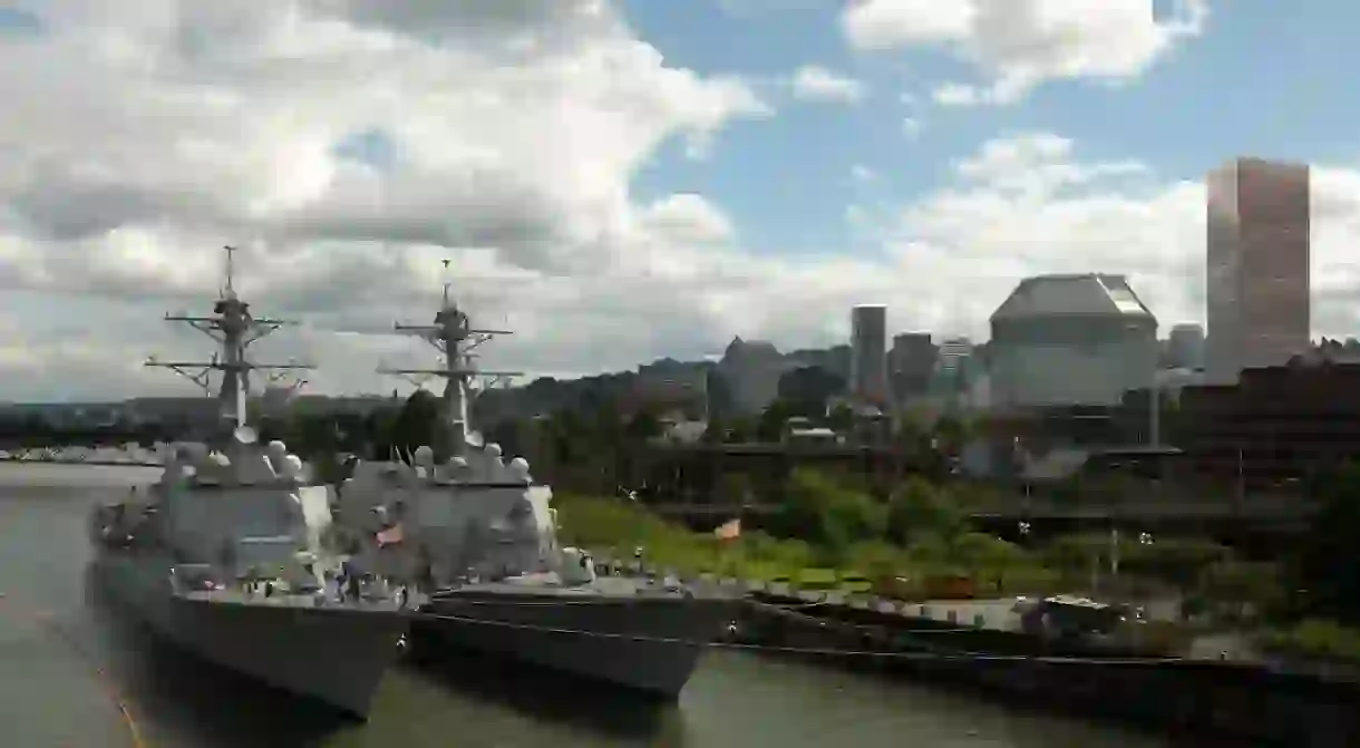 Military and non-military ships dock in Portland for the Rose Festivals Fleet Week