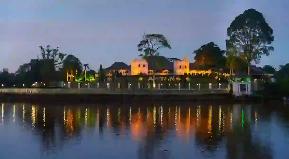 View of Astana during sunset on the banks of Sarawak River