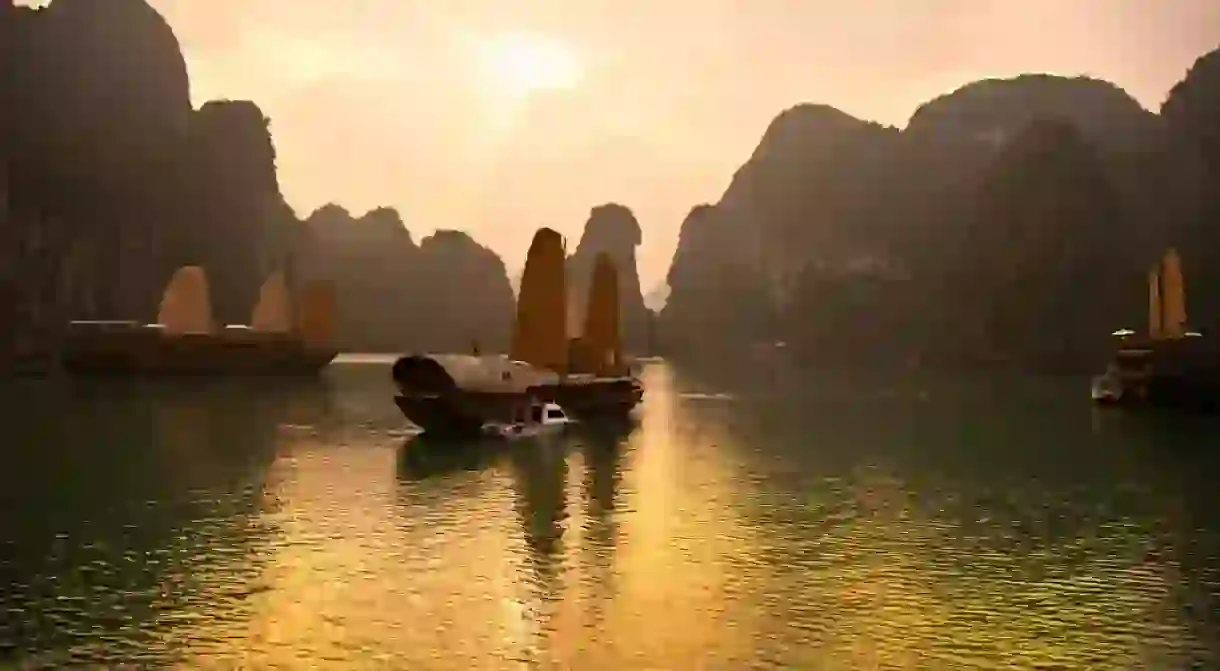 Ha Long Bay, dotted with thousands of limestone monoliths, is the most visited spot in all of Vietnam