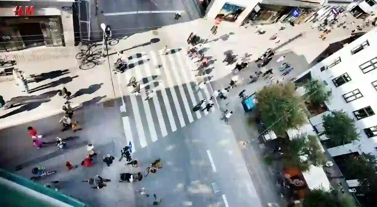 Strøget, Copenhagens shopping street from above