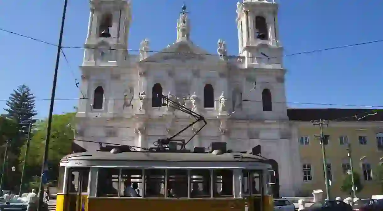 The Estrela Basilica is on the Tram 28s route