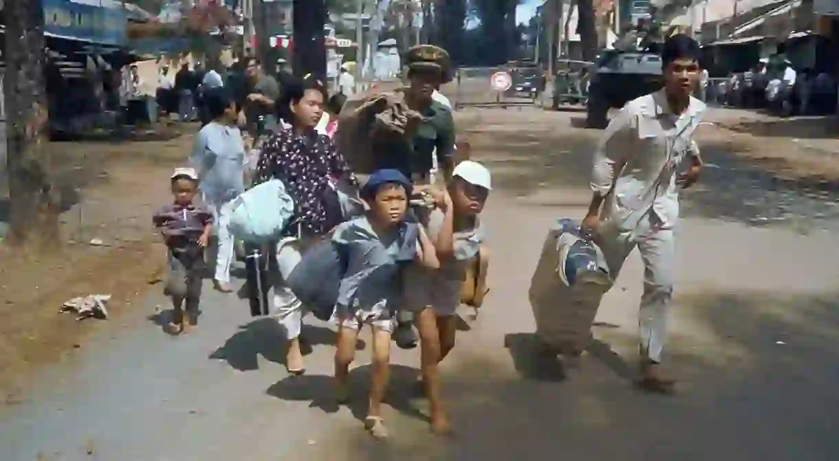 A family flees Saigon (now Ho Chi Minh City), 1968