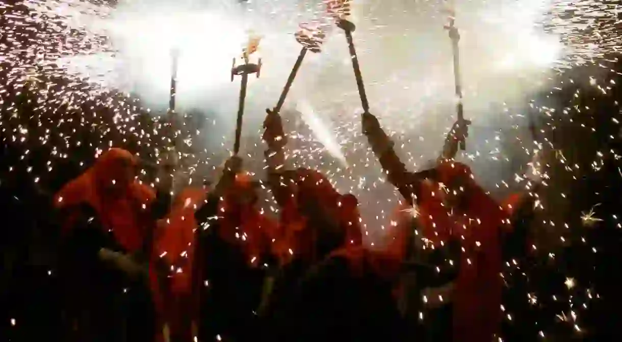 A correfoc at the Festa Major in Gràcia