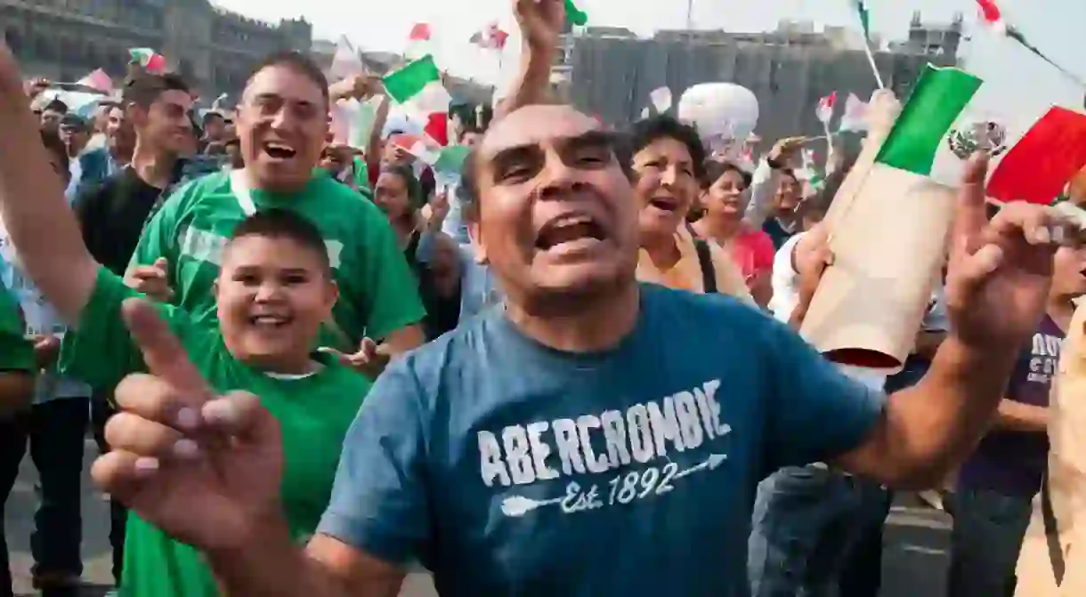 Mexican fans celebrating in Mexico City in 2010