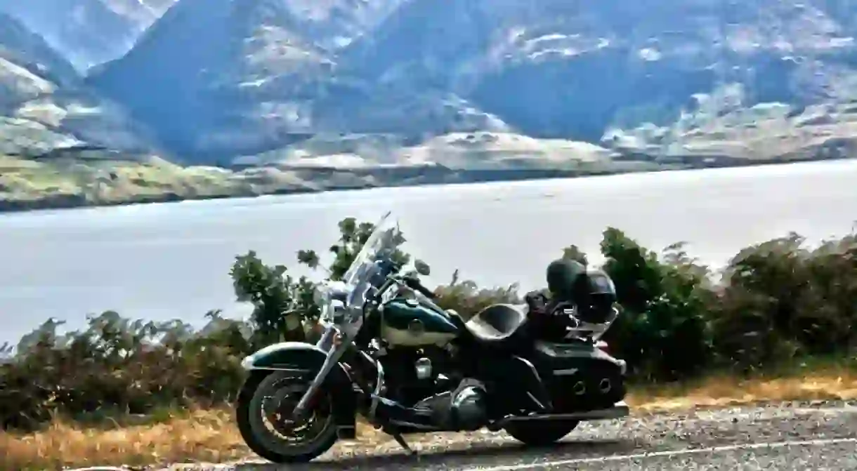 A Harley-Davidson motorbike in New Zealand