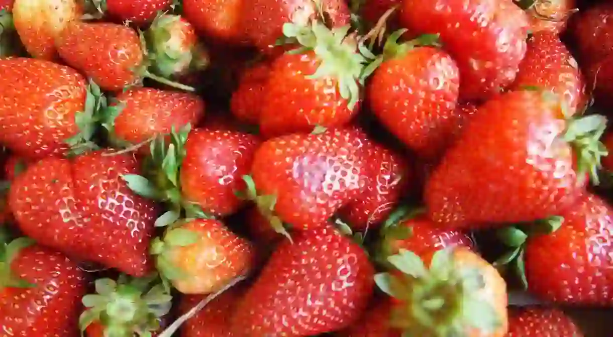 Fresh strawberries during summer