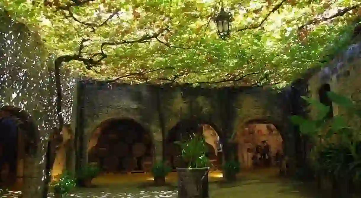 A patio in the Tio Pepe Bodegas in Jerez de la Frontera, Spain