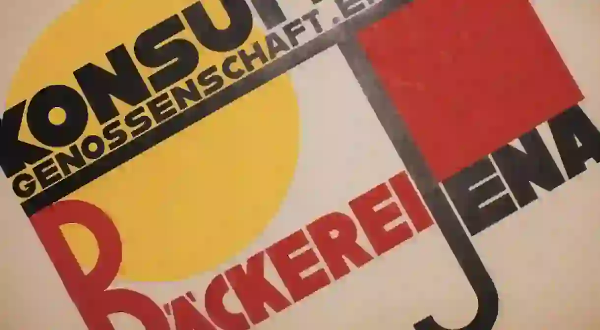 An archival poster from the Bauhaus Dessau