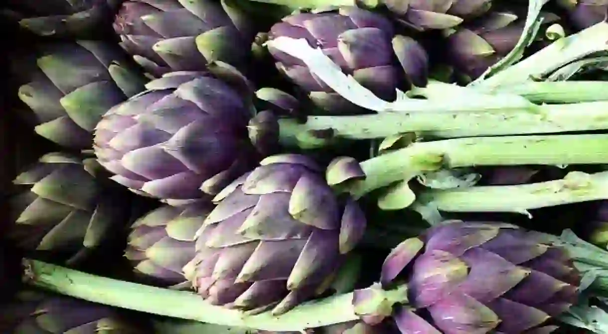 Artichokes before being prepped and deep fried