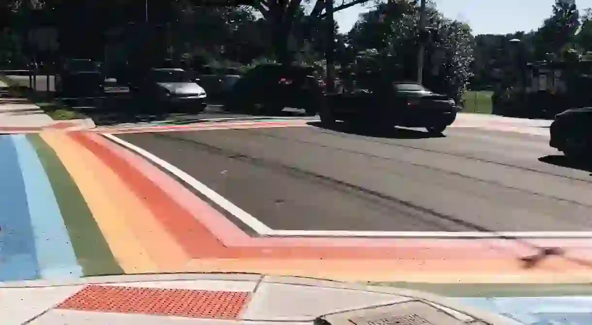 The rainbow crosswalks in Maplewood, NJ