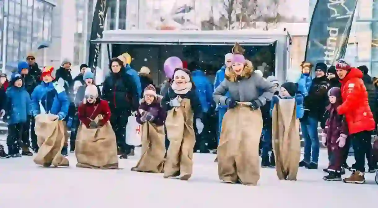 Children playing in the snow