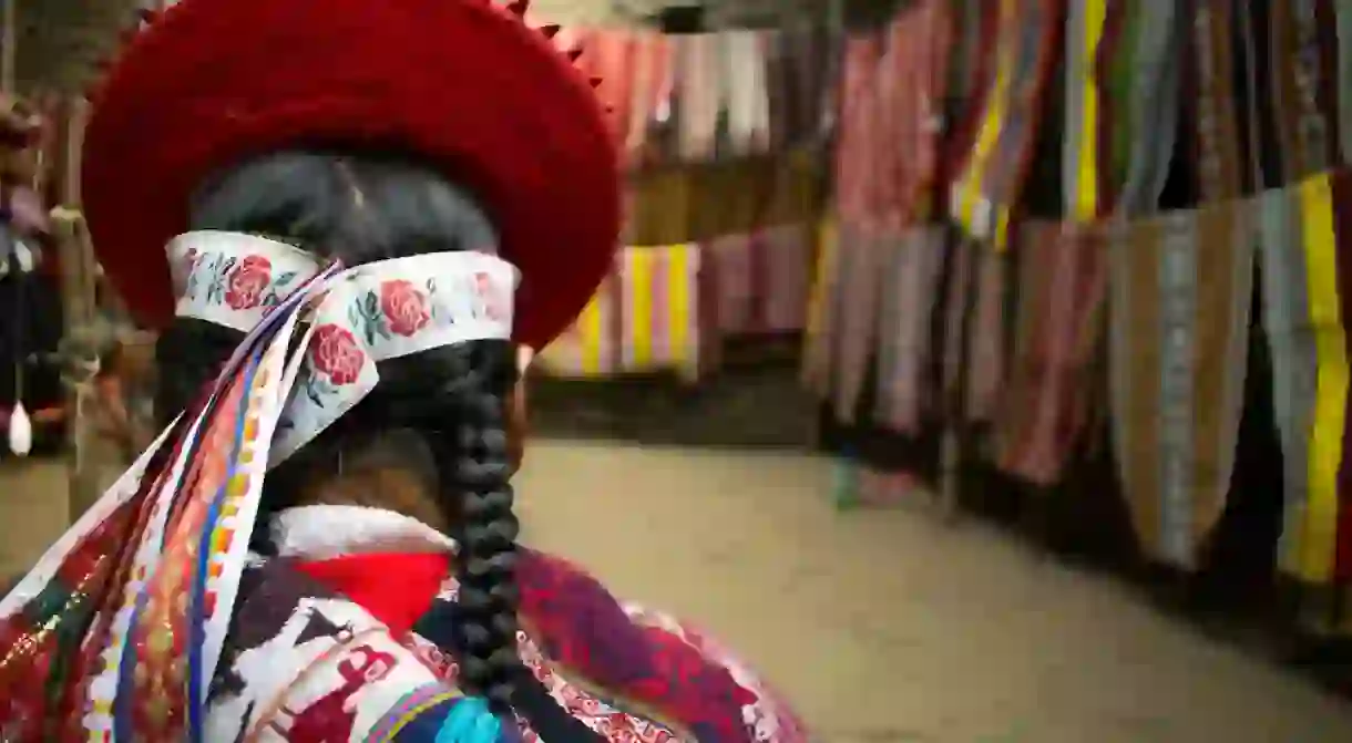 A weaver along the Lares Trail to Machu Picchu