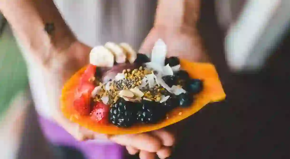 Mixed fruits salad with grated coconut