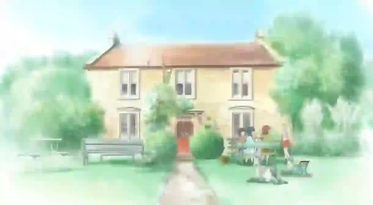 The guesthouse based on Fosse Farmhouse, as seen in Kinmoza.