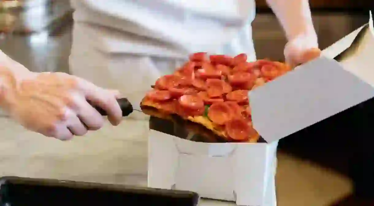 The good kind of grease: oil swims in the curved pepperoni cups at Lions & Tigers & Squares