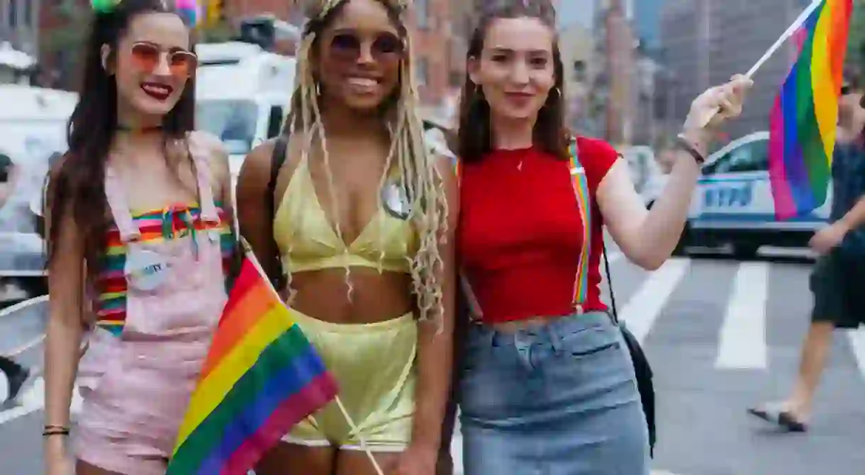 Revelers at NYC Pride Parade