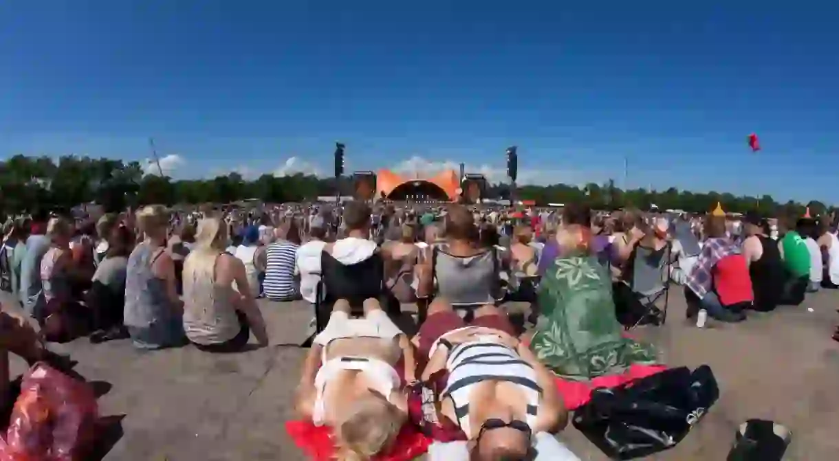 Relaxing in front of the Orange Stage at Roskilde Festival