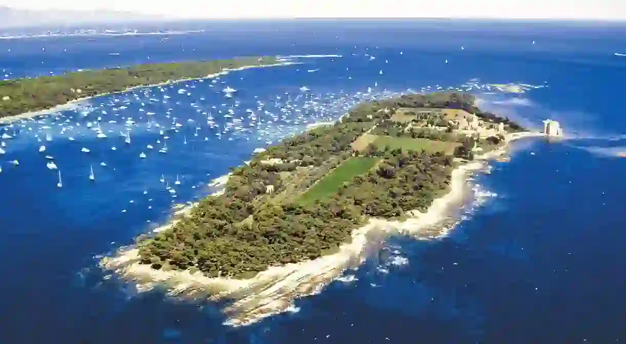 Aerial view of Ile Sainte-Marguerite, Côte dAzur, France