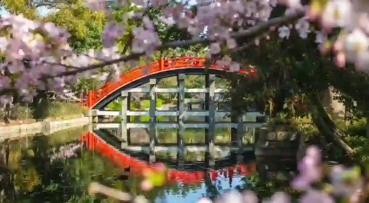 The Taiko bashi at Sumiyoshi Taisha Grand Shrine in Osaka, Kansai, Japan