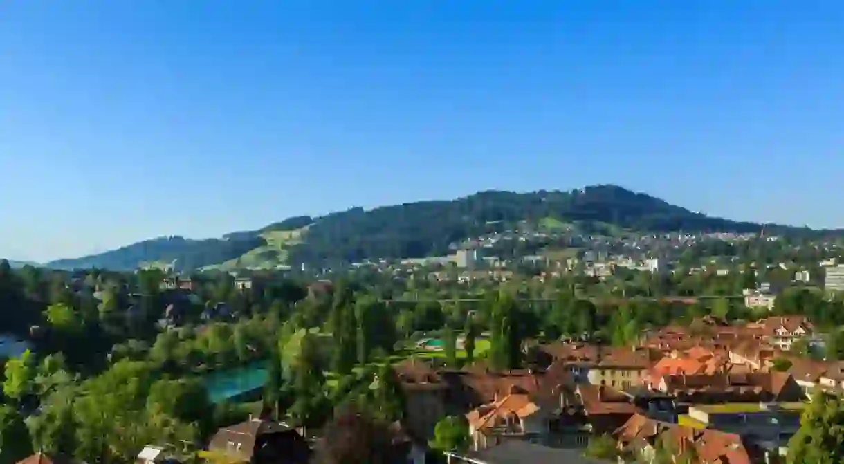 Gurten as seen from the Federal Parliament Building in Bern, Switzerland