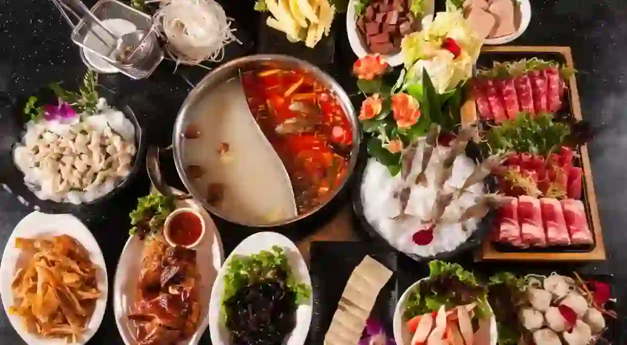 Thai hot pot with fresh ingredients