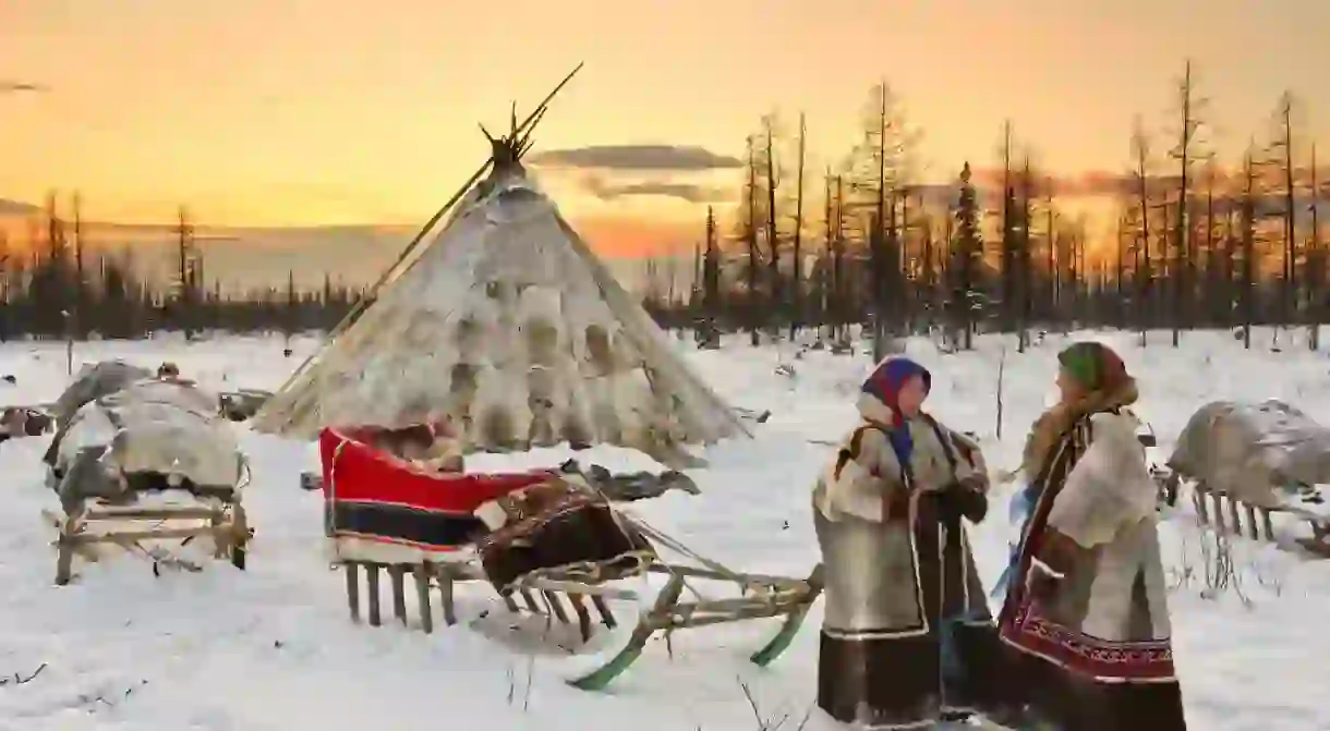 Nenet women with a sled