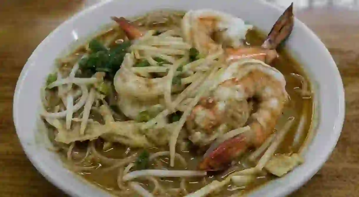 Sarawaks famous laksa with prawns