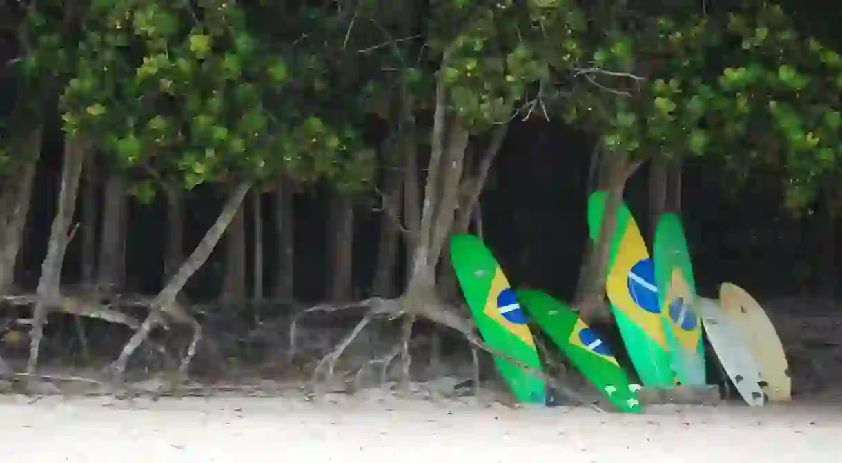 Surfing on the Brazilian coast