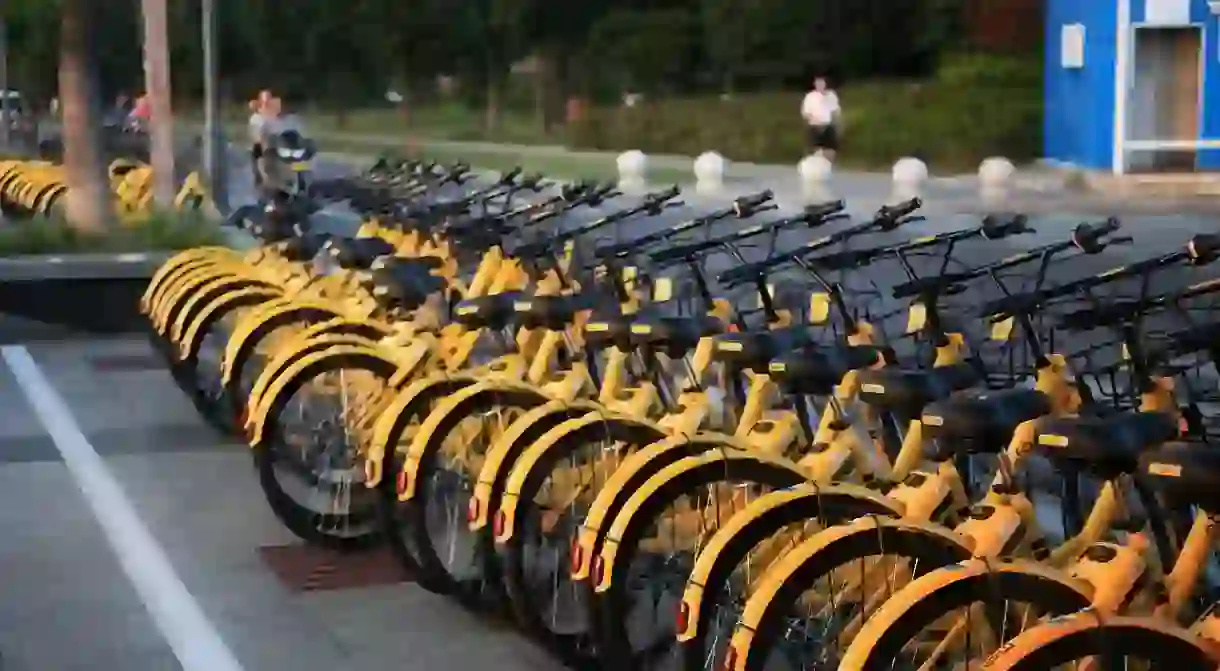 Ofo bikes, also known as little yellow bikes, in China