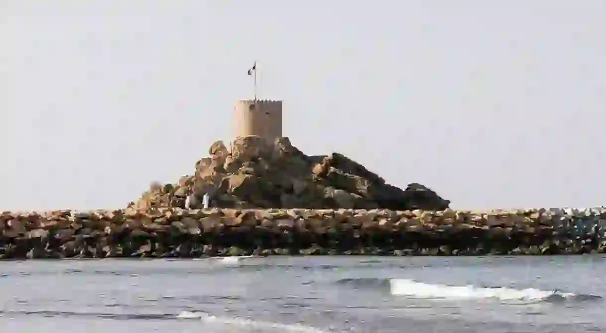 Al Sahel Fort looking over the sea in Quriyat, Oman