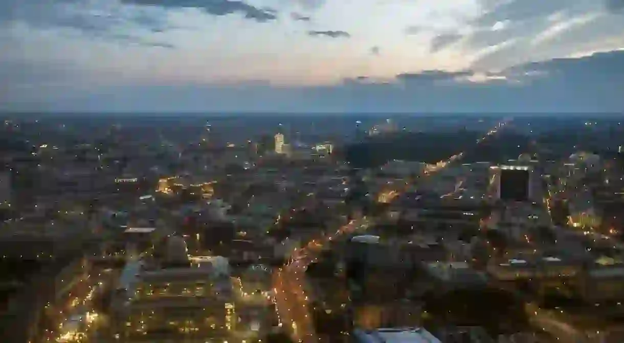 A view of Berlin skyline at night