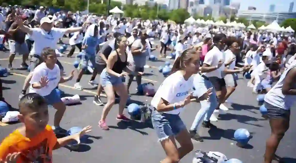 The inaugural Chicago Fit Health and Fitness Festival took place at the Soldier Field South Parking Lot on Sunday, July 8, 2018, in Chicago.