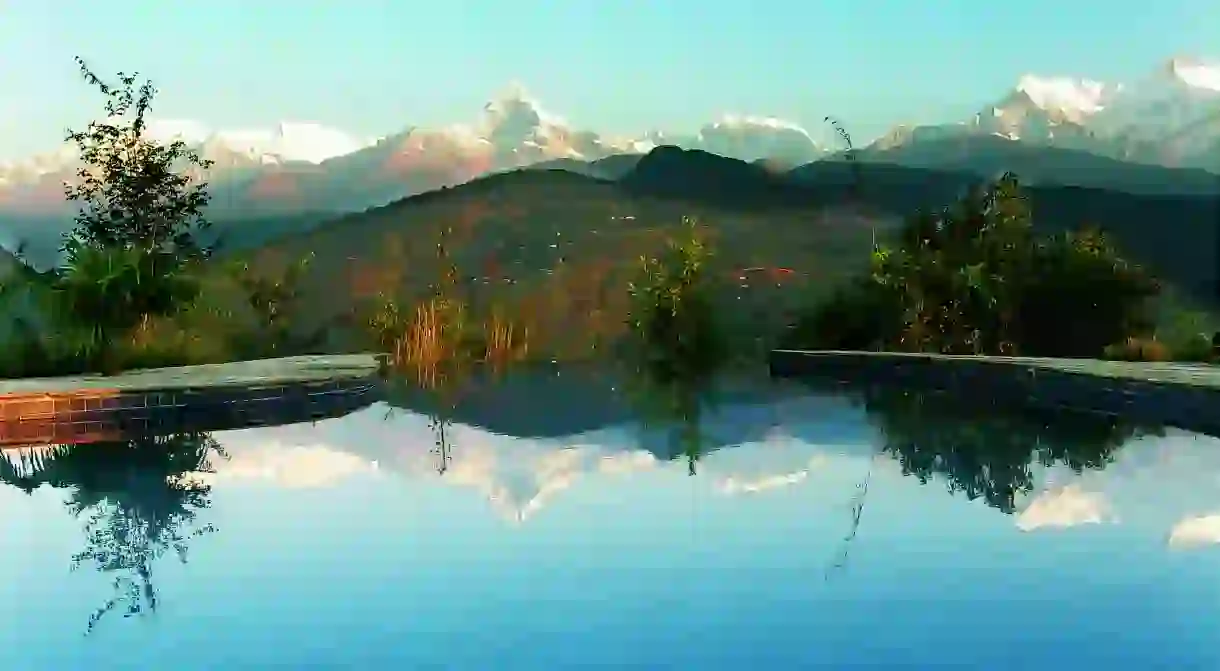 A pool with a view at Tiger Mountain Lodge