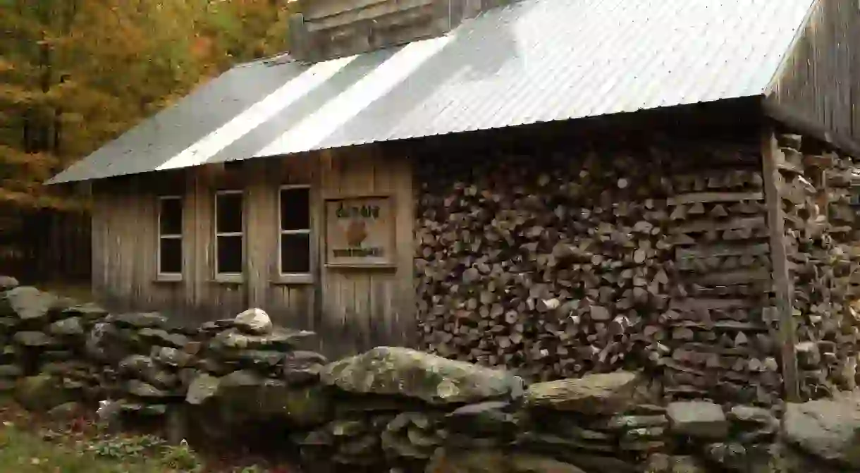 A maple syrup sugar shack in Vermont