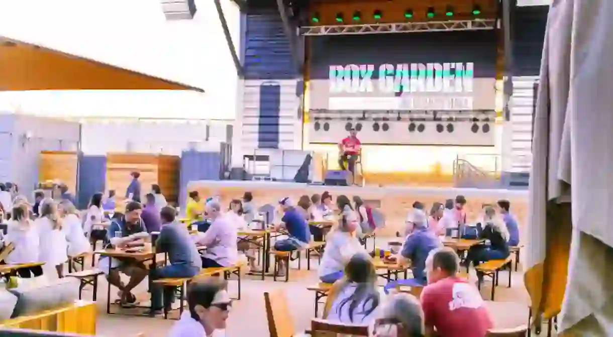 The Box Garden at Legacy Hall is a popular outdoor patio in Plano