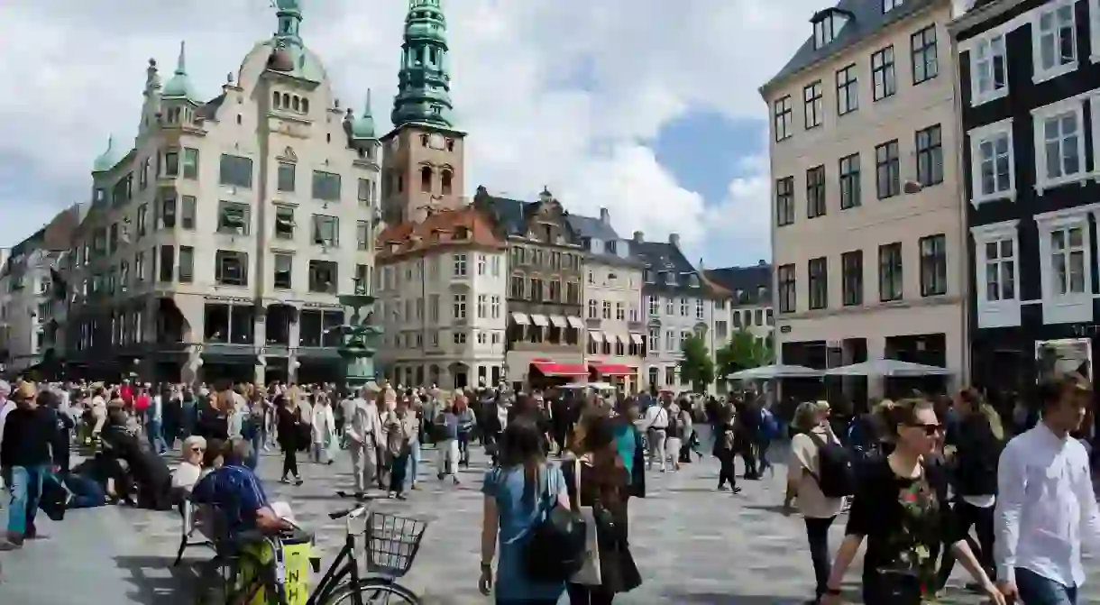 Strøget in Denmark on a sunny day