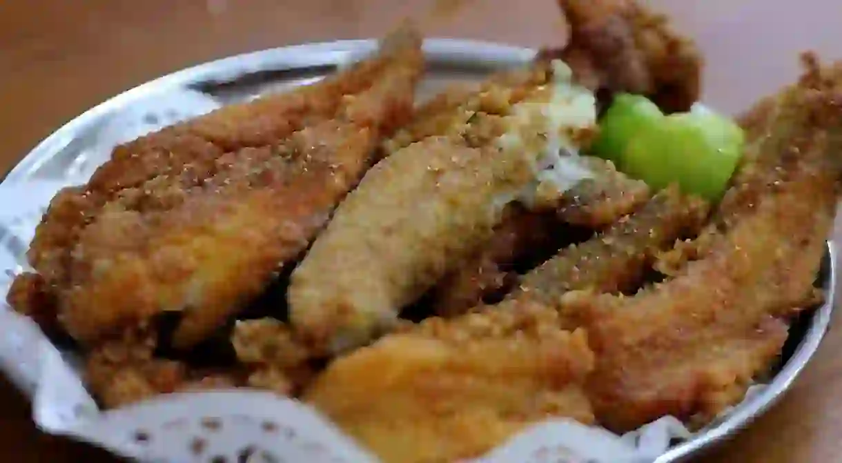 Fried Bombay Duck, or Bombil, is a speciality dish in Mumbai pioneered by iconic eateries, such as Britannia & Co.